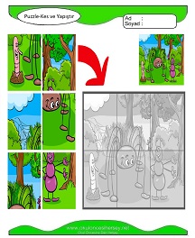 Puzzle Kes Yapıştır Çalışma Sayfaları